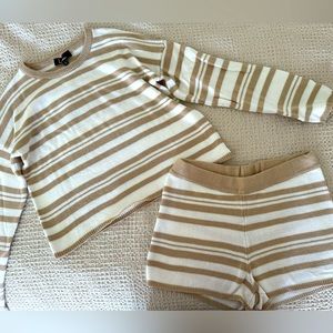 Lulu’s sweater short set - beige / white stripe